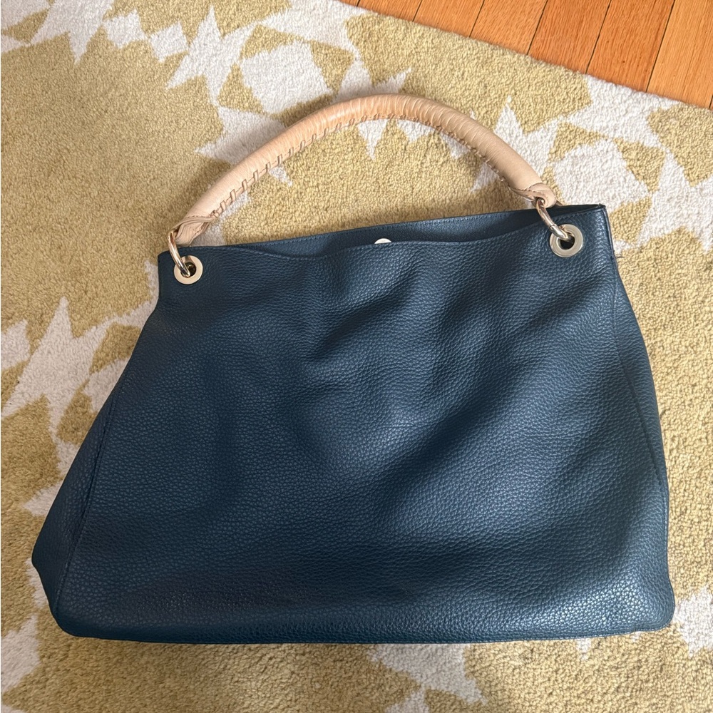Elegant Navy Blue Leather Tote Bag